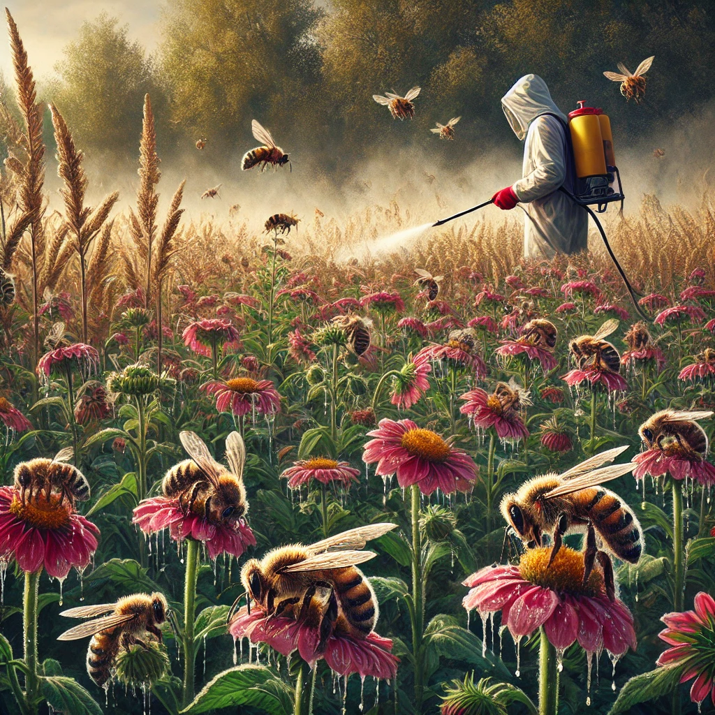 Impact of pesticides on bees.